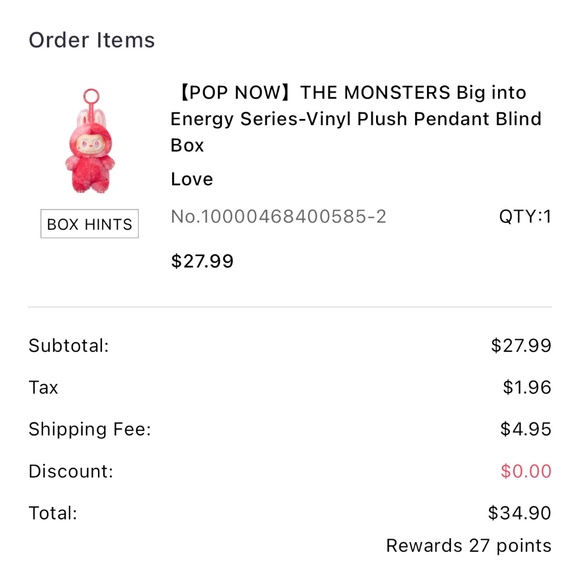 THE MONSTERS Big into Energy Series - Vinyl Plush Pendant LOVE - Picture 4 of 4